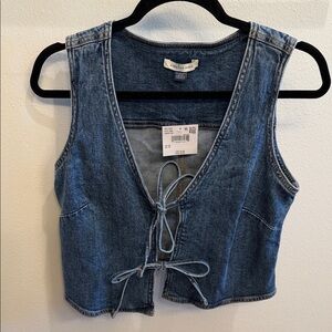 American Eagle Denim Tie-Front Vest